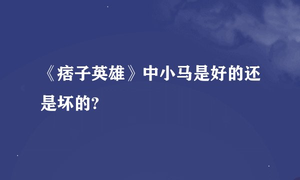 《痞子英雄》中小马是好的还是坏的?