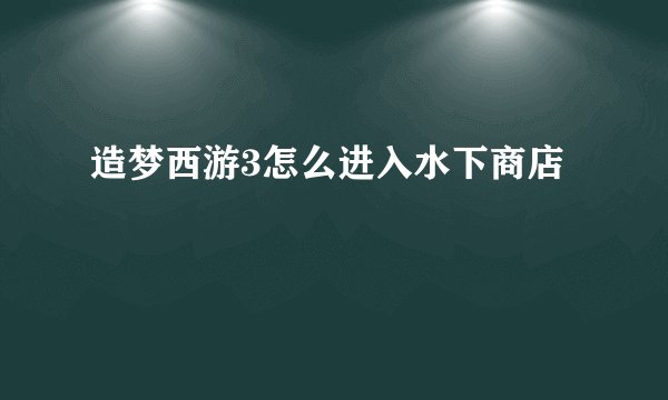 造梦西游3怎么进入水下商店