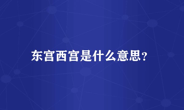 东宫西宫是什么意思？