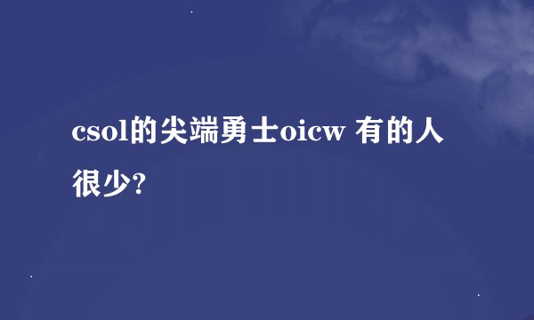 csol的尖端勇士oicw 有的人很少?