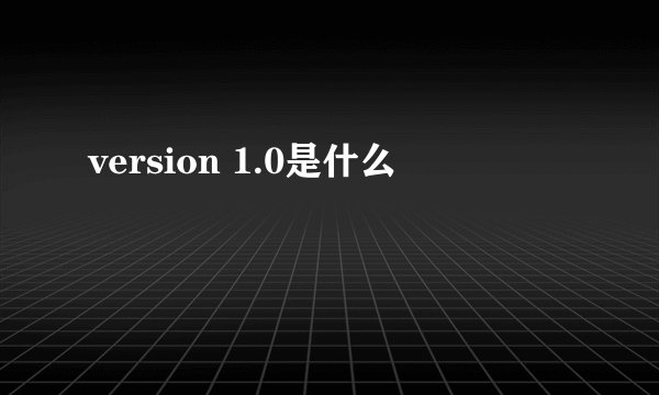 version 1.0是什么