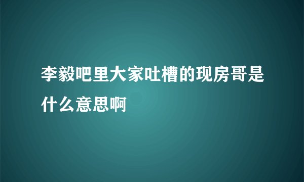 李毅吧里大家吐槽的现房哥是什么意思啊