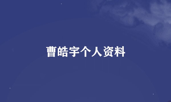 曹皓宇个人资料