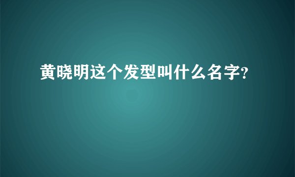 黄晓明这个发型叫什么名字?