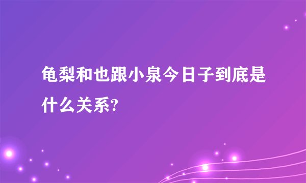龟梨和也跟小泉今日子到底是什么关系?