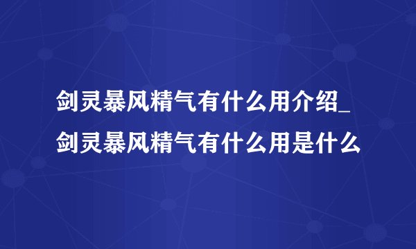 剑灵暴风精气有什么用介绍_剑灵暴风精气有什么用是什么