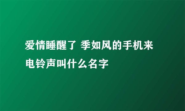 爱情睡醒了 季如风的手机来电铃声叫什么名字