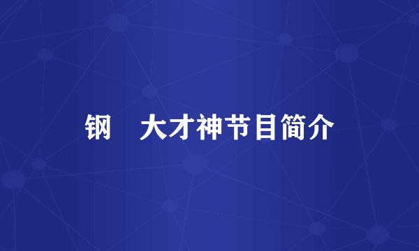 钢镚大才神节目简介
