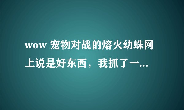 wow 宠物对战的熔火幼蛛网上说是好东西，我抓了一只，但是要怎么去使用它呀？哪些技能是有用的？