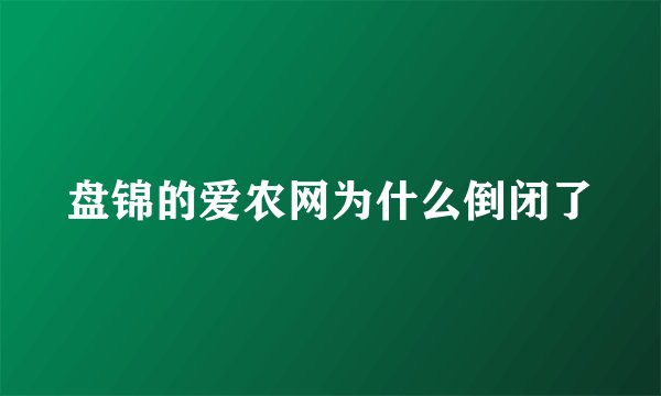 盘锦的爱农网为什么倒闭了
