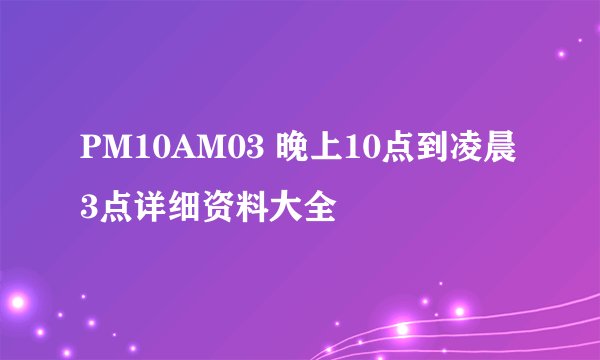 PM10AM03 晚上10点到凌晨3点详细资料大全