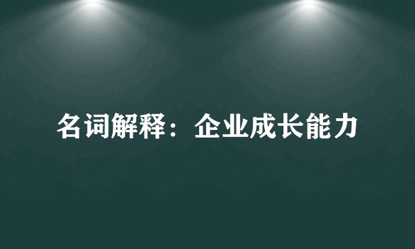 名词解释：企业成长能力