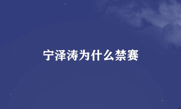 宁泽涛为什么禁赛