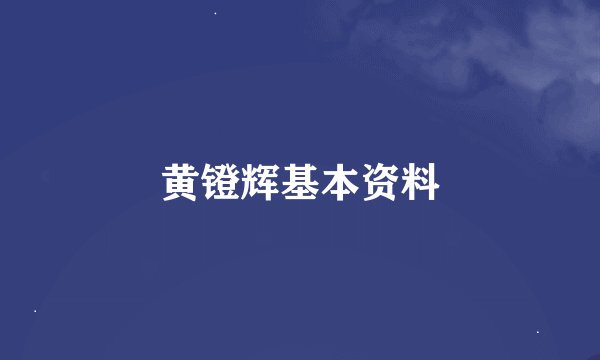 黄镫辉基本资料