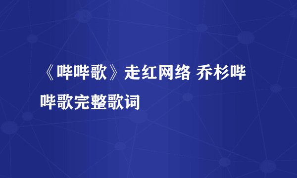 《哔哔歌》走红网络 乔杉哔哔歌完整歌词