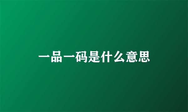一品一码是什么意思