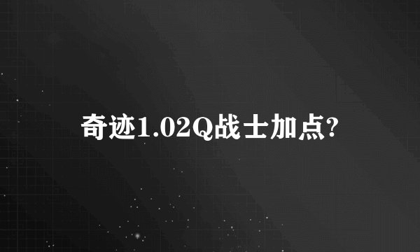奇迹1.02Q战士加点?