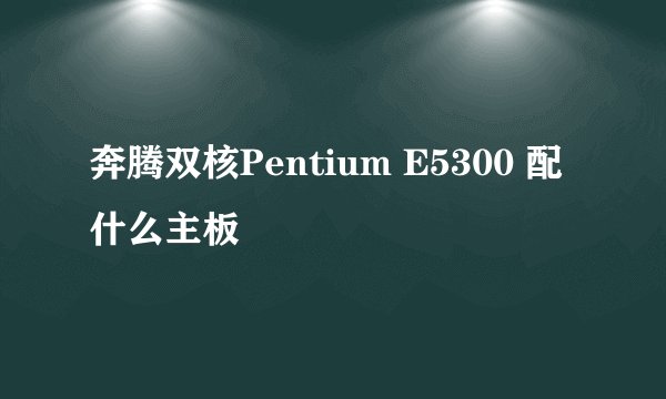 奔腾双核Pentium E5300 配什么主板