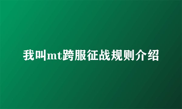 我叫mt跨服征战规则介绍