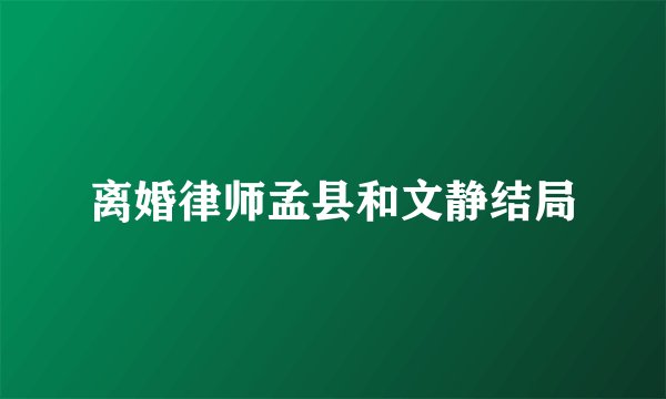 离婚律师孟县和文静结局