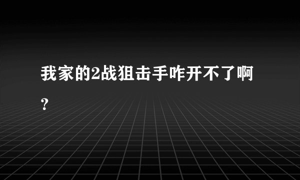 我家的2战狙击手咋开不了啊？