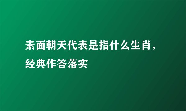 素面朝天代表是指什么生肖，经典作答落实
