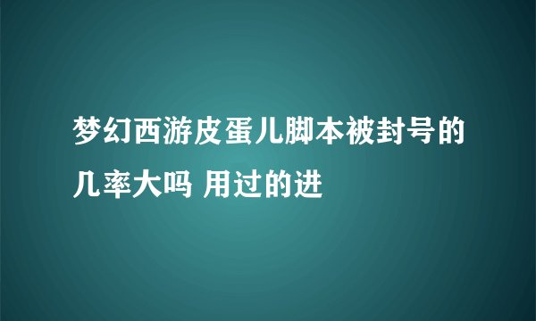 梦幻西游皮蛋儿脚本被封号的几率大吗 用过的进