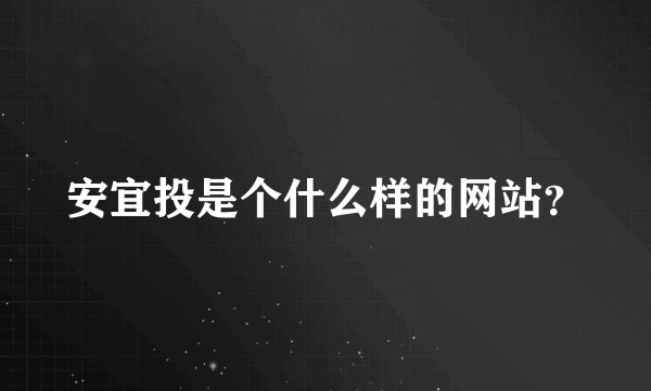 安宜投是个什么样的网站?