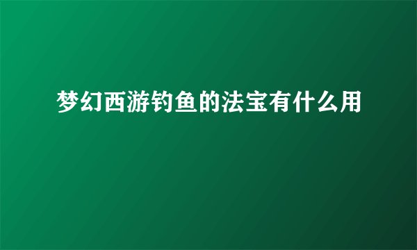 梦幻西游钓鱼的法宝有什么用