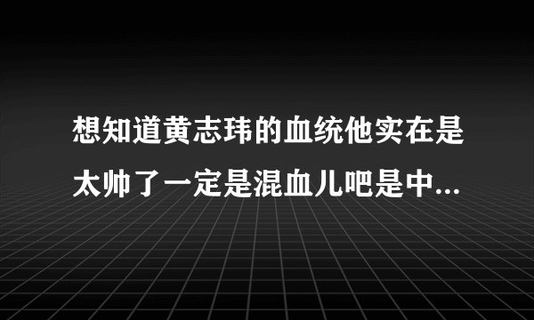 想知道黄志玮的血统他实在是太帅了一定是混血儿吧是中美吗?还是中意