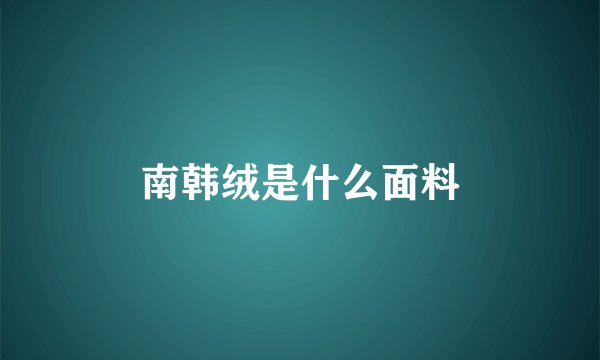 南韩绒是什么面料