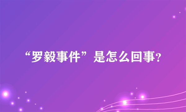 “罗毅事件”是怎么回事？