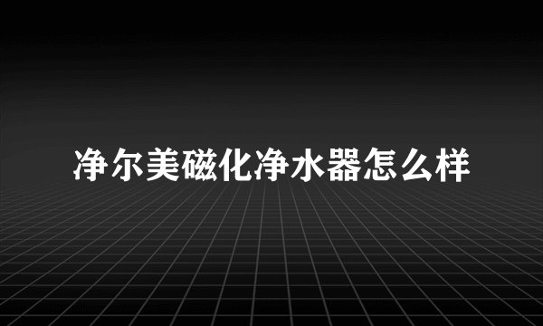 净尔美磁化净水器怎么样