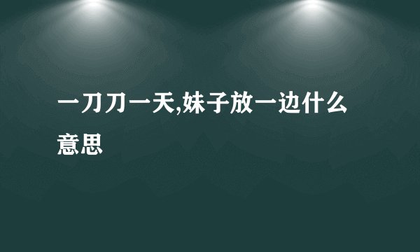 一刀刀一天,妹子放一边什么意思