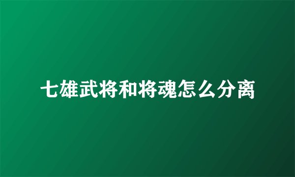 七雄武将和将魂怎么分离
