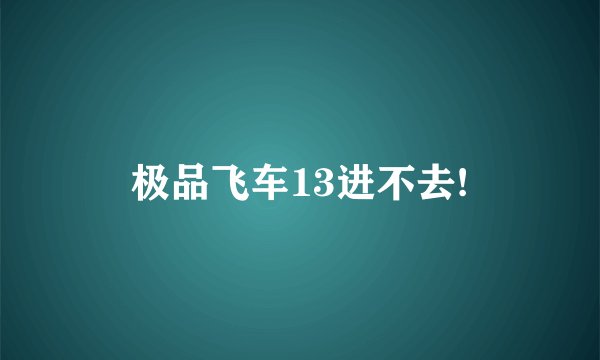 极品飞车13进不去!