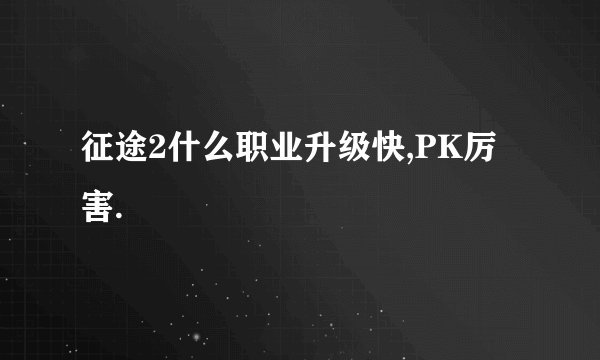征途2什么职业升级快,PK厉害.