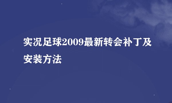 实况足球2009最新转会补丁及安装方法