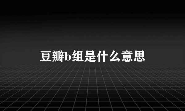 豆瓣b组是什么意思