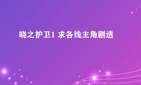 晓之护卫1 求各线主角剧透