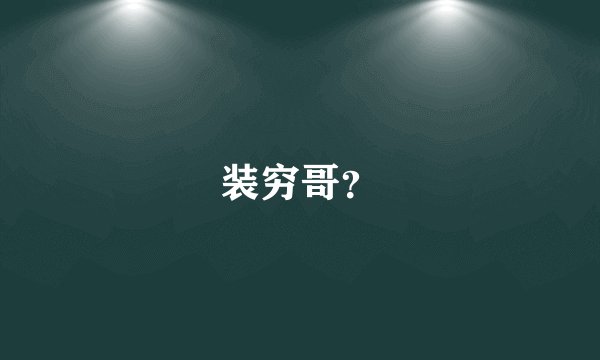 装穷哥？