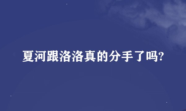 夏河跟洛洛真的分手了吗?