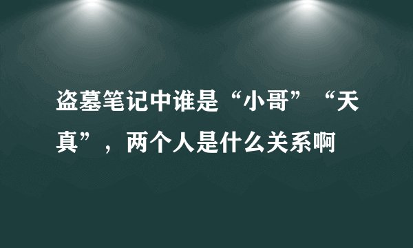 盗墓笔记中谁是“小哥”“天真”，两个人是什么关系啊