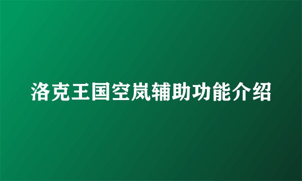洛克王国空岚辅助功能介绍