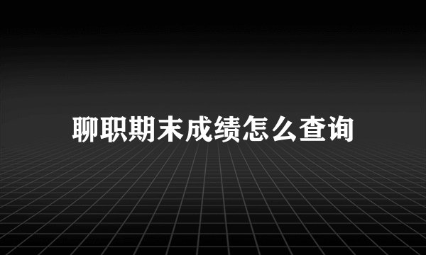 聊职期末成绩怎么查询