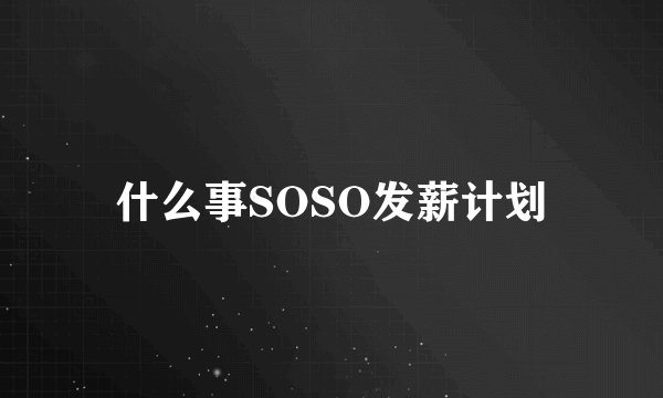 什么事SOSO发薪计划
