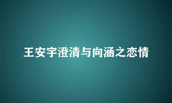 王安宇澄清与向涵之恋情