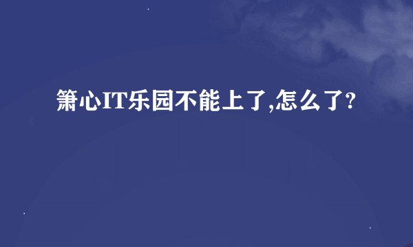 箫心IT乐园不能上了,怎么了?