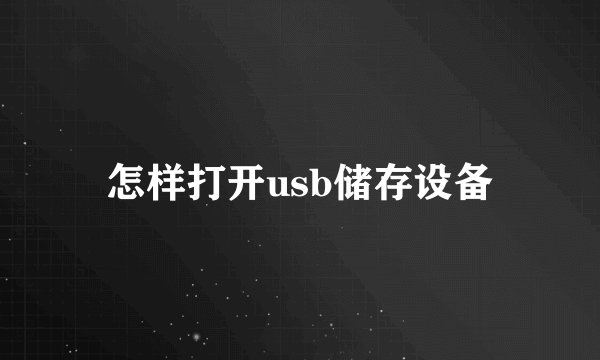 怎样打开usb储存设备