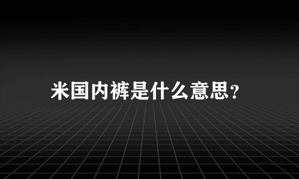米国内裤是什么意思?